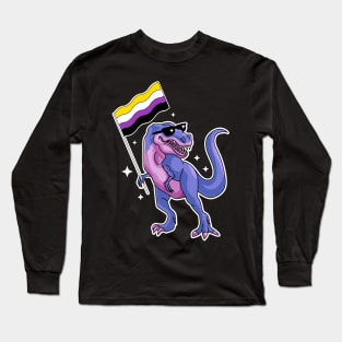 Non Binary Dinosaur Non Bino Saur Dinosaur Trex LGBTQ Pride Long Sleeve T-Shirt